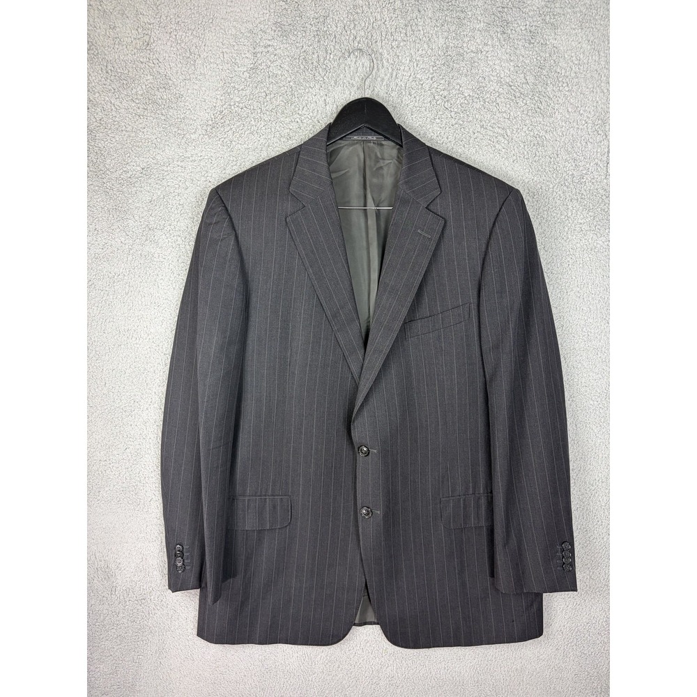 Ermenegildo Zegna Suit Jacket Mens 46 Gray Wool Pinstripe Made Italy Classic Fit